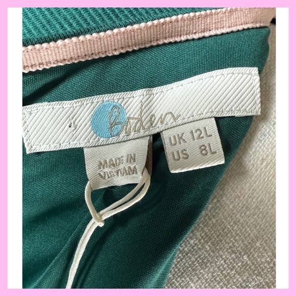 Boden Emerald Green Sheath‎ Dress w/ Pink Waist Detail | Size 8L | NWT - Picture 11 of 16